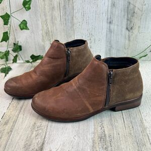 NAOT Women's Helm Ankle Boot 38 / 7 Maple Brown Leather Suede Side Zip